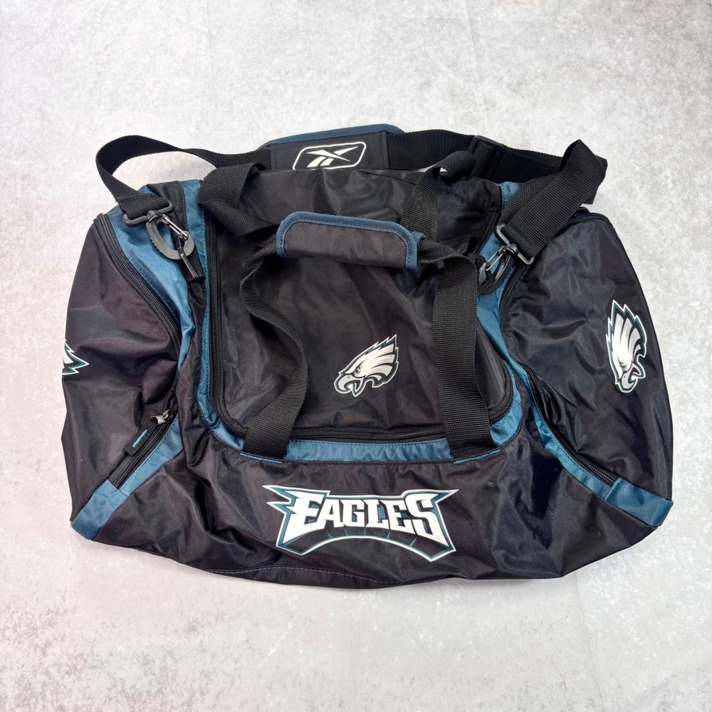 Reebok Philadelphia Eagles Duffel Bag NFL Gym Travel Sports Black Teal Large